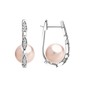 925er Sterling Silber Ohrringe mit Perlen, Zirkonia 
