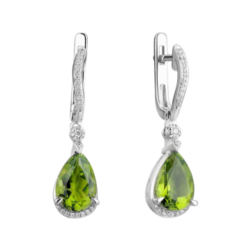 Серебряные серьги 925 пробы, вставка фианиты 