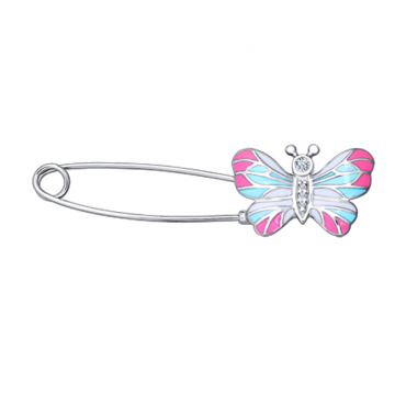 Брошь серебряная 925 пробы. Вставка: Фианиты 