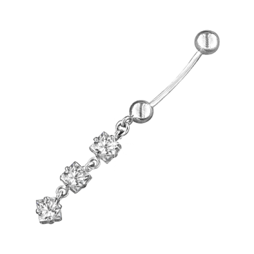 Navel piercing in silver of 925 assay value with zirconia 