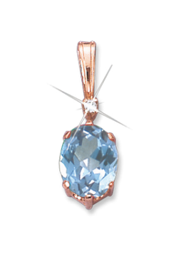 Pendant in red gold of 585 assay value with blue topaz, zirconia 