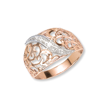 Damenring aus Rotgold 585° mit Zirkonia 