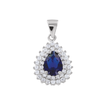 Серебряная подвеска 925 пробы. Вставка: Фианиты, сапфир HTS 