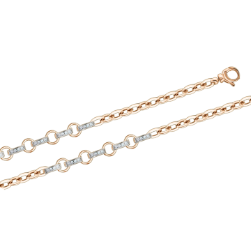 Браслет из красного золота 585 пробы с фианитами 