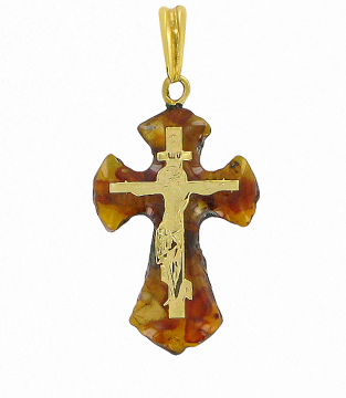 Hochwertige Anhänger kreuz aus bernstein und juwelier Harz 