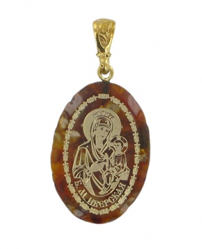 Hochwertige Anhänger "Iverskaya" aus bernstein und juwelier Harz 