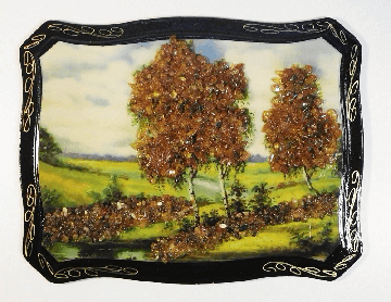 Das Bild mit echtem Bernstein geschmückt 