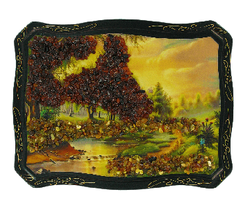 Das Bild mit echtem Bernstein geschmückt 