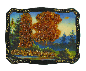 Das Bild mit echtem Bernstein geschmückt 