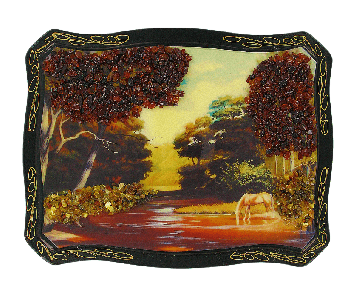 Das Bild mit echtem Bernstein geschmückt 