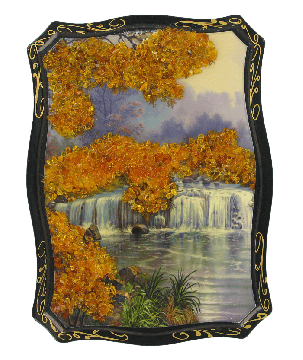 Das Bild mit echtem Bernstein geschmückt 