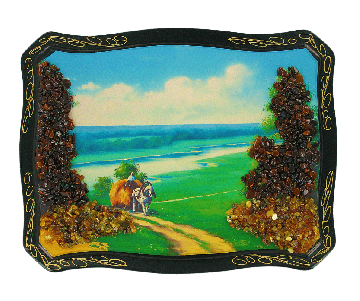 Das Bild mit echtem Bernstein geschmückt 