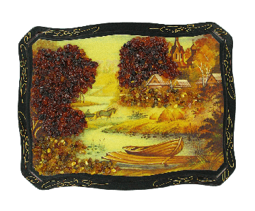 Das Bild mit echtem Bernstein geschmückt 