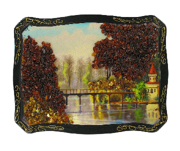 Das Bild mit echtem Bernstein geschmückt 