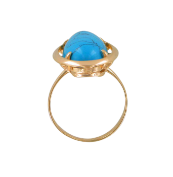 Gold-plated silver and rhodium ring with turquoise 