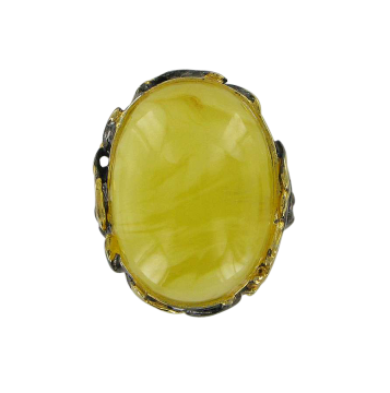 Женское Кольцо в серебре 925 пробы позолоченное с янтарем 