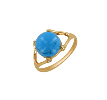 Gold-plated silver and rhodium ring with turquoise and zirconia 