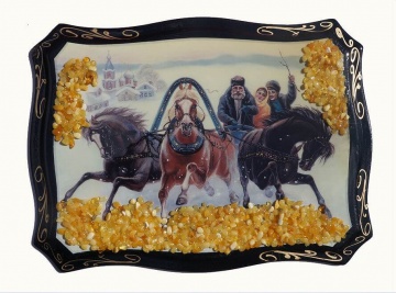 Das Bild mit echtem Bernstein geschmückt 