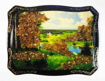 Das Bild mit echtem Bernstein geschmückt 