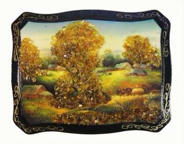 Das Bild mit echtem Bernstein geschmückt 