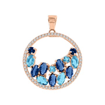 Gold-plated silver pendant with zirconia and topaz 
