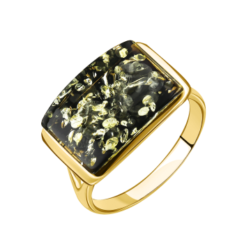 Vergoldete Damenring aus 925er Silber mit Bernstein 