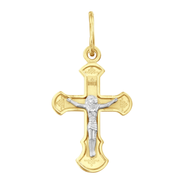 Orthodoxer Kreuzanhänger aus 585er Gold – Gelb- und Weißgold 