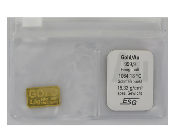 Золотой слиток 2,5 г 999,9 пробы 