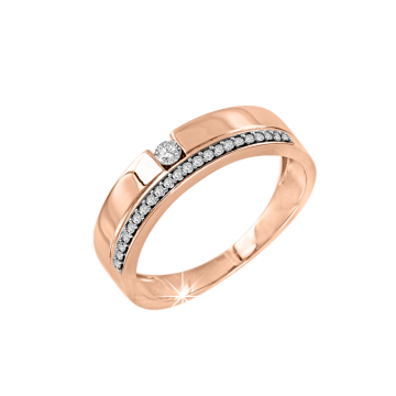 Damenring aus Rotgold 585° mit Brillanten 