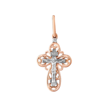 Cross from red and white gold of 585 assay value 