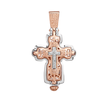 Cross from red and white gold of 585 assay value 