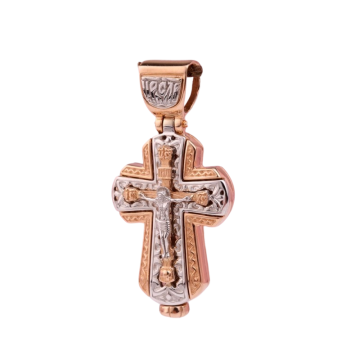 Cross from red and white gold of 585 assay value 