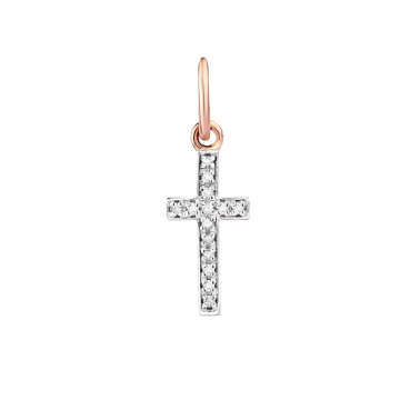 Cross from red and white gold of 585 assay value with diamond 
