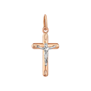 Cross from red and white gold of 585 assay value 