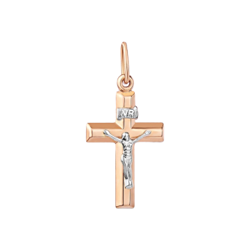 Cross from red and white gold of 585 assay value 