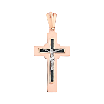 Cross from red and white gold of 585 assay value 