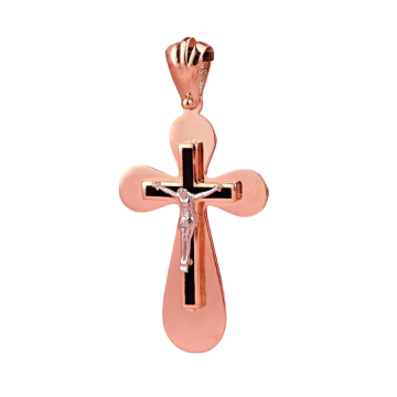 Cross from red and white gold of 585 assay value 