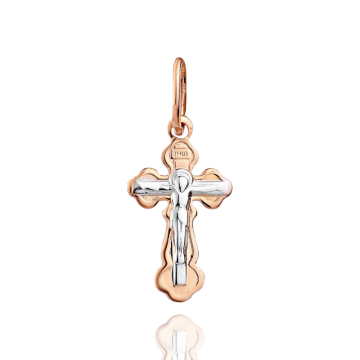 Cross from red and white gold of 585 assay value 