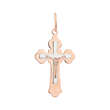 Cross from red and white gold of 585 assay value 