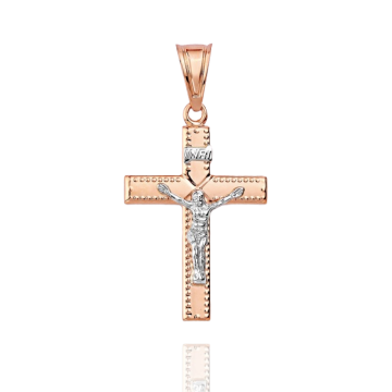 Cross from red and white gold of 585 assay value 