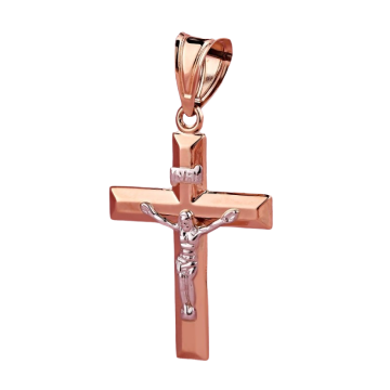 Cross from red and white gold of 585 assay value 