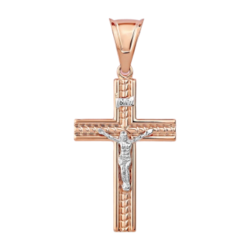 Cross from red and white gold of 585 assay value 