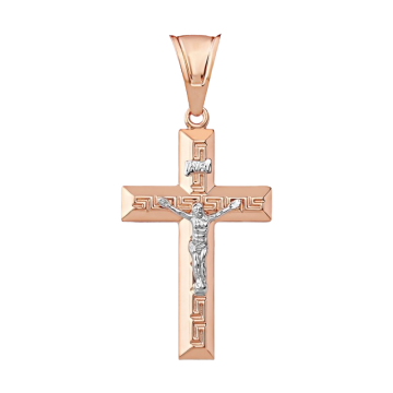 Cross from red and white gold of 585 assay value 