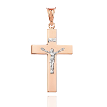 Cross from red and white gold of 585 assay value 