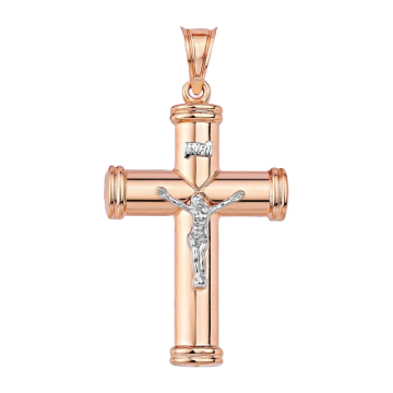 Cross from red and white gold of 585 assay value 