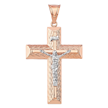 Cross from red and white gold of 585 assay value 