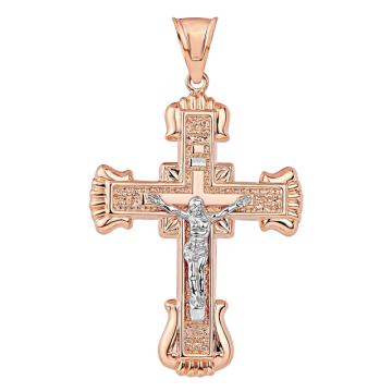 Cross from red and white gold of 585 assay value 