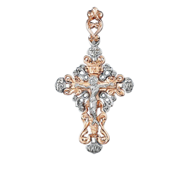 Cross from red and white gold of 585 assay value 