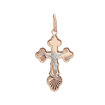 Cross from red and white gold of 585 assay value 
