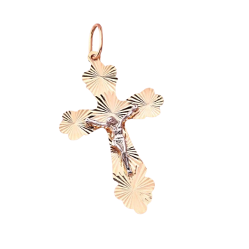 Cross from red and white gold of 585 assay value 